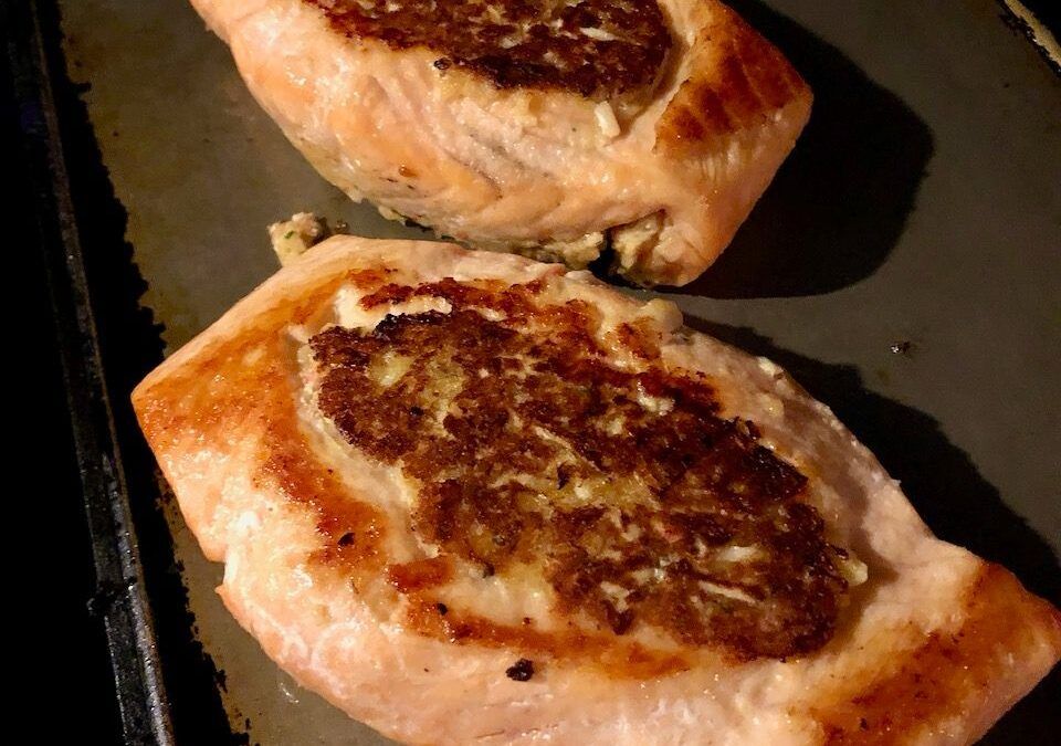 Crab-Cake Stuffed Salmon 