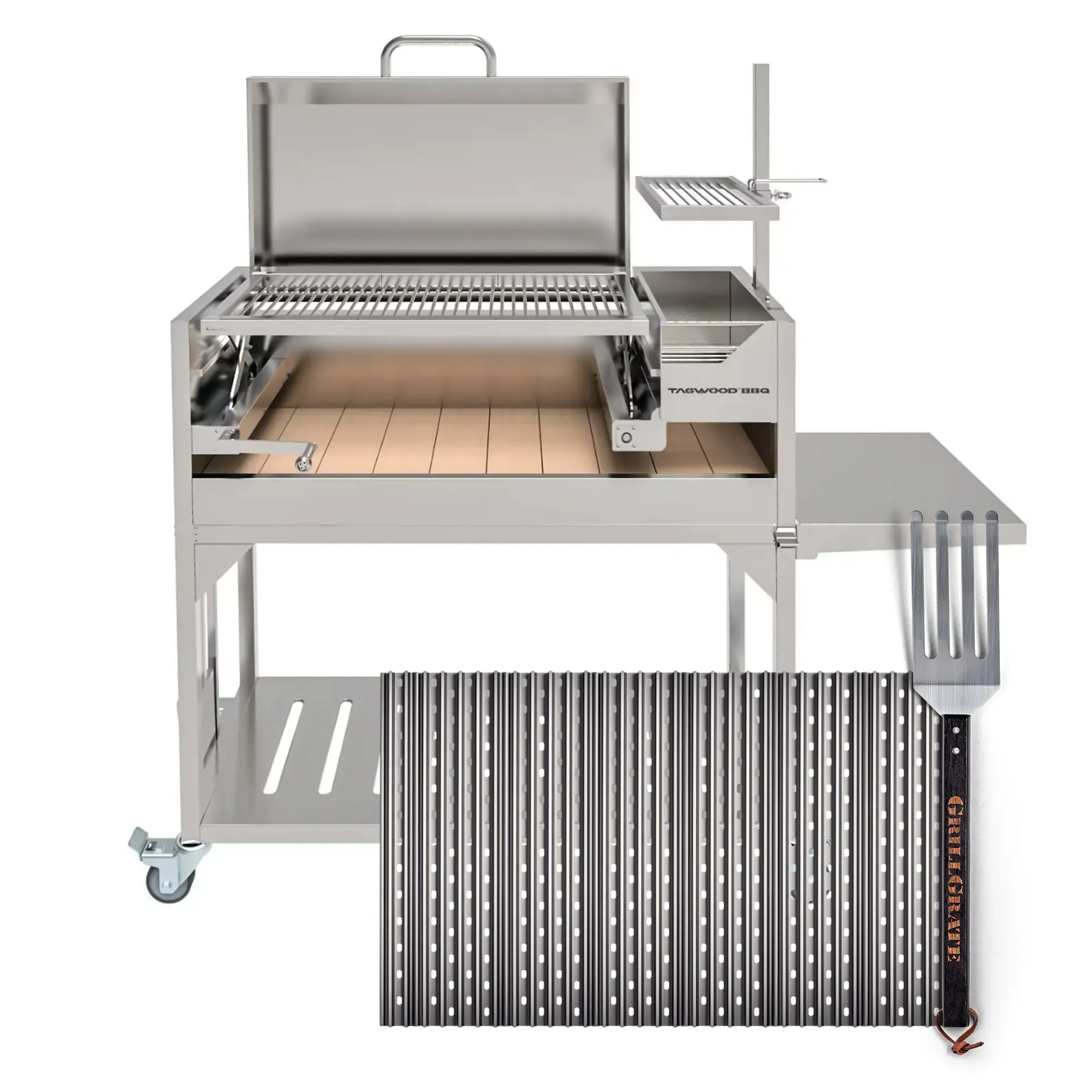 GrillGrate Set for Tagwood BBQ Fully Assembled Argentine Santa Maria Wood  Fire & Charcoal Grill with Top Lid - BBQ01SSF